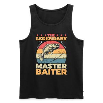 L’humour légendaire de la pêche Master Baiter - Débardeur bio Premium Homme - noir - Devant - Michal (187cm)