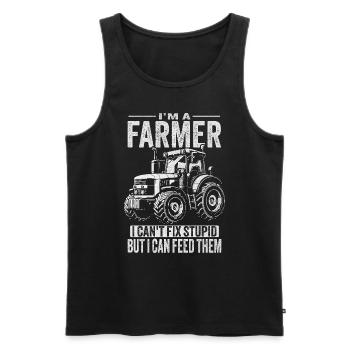 Ich bin ein Bauer, ich kann Dummheit nicht reparieren, aber ich kann sie füttern - Männer Premium Bio Tank Top - Schwarz - Vorne - Michal (187cm)