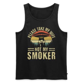 Nimm meine Frau, nicht meinen Raucher - Lustiges BBQ Ufo - Männer Premium Bio Tank Top - Schwarz - Vorne - Michal (187cm)