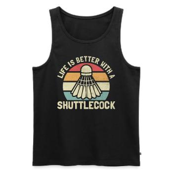 Life Is Better With a Shuttlecock Badminton Lover - Men's Premium Organic Tank Top - black - Front - Michal (187cm)