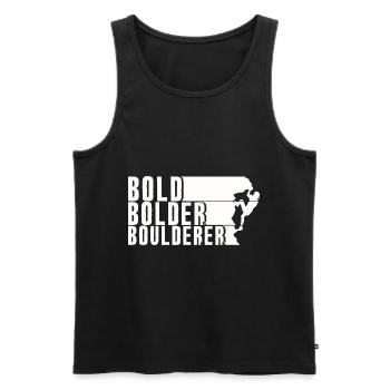 Bold Bolder Boulderer Boulder Bouldern - Männer Premium Bio Tank Top - Schwarz - Vorne - AI Model Male 178 light (178cm)