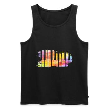 Colorfol Piano Art Music Keys Keyboard - Men's Premium Organic Tank Top - black - Front - Michal (187cm)