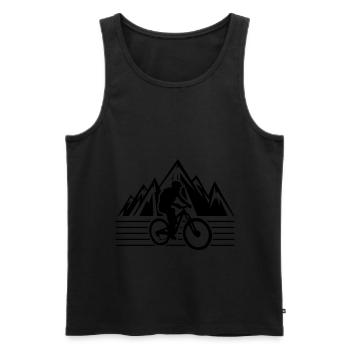 Mountainbike montagne silhouette symbole - Débardeur bio Premium Homme - noir - Devant - AI Model Male 178 light (178cm)