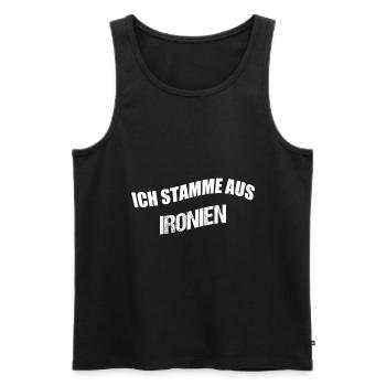 ICH STAMME AUS IRONIEN - Männer Premium Bio Tank Top - Schwarz - Vorne - AI Model Male 178 light (178cm)