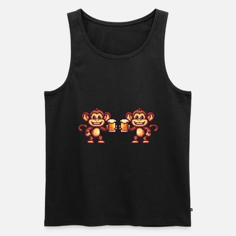 Affe Team Bier Party - Männer Premium Bio Tank Top - Schwarz