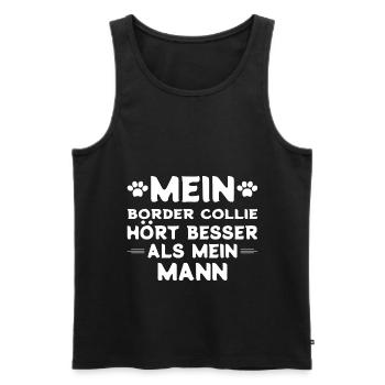 Border Collie Ehemann - Männer Premium Bio Tank Top - Schwarz - Vorne - Michal (187cm)