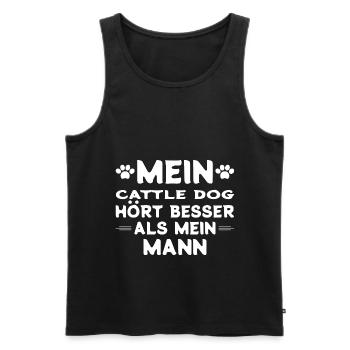Cattle Dog Ehemann - Männer Premium Bio Tank Top - Schwarz - Vorne - Michal (187cm)