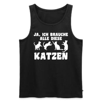Cat Animal Cats Gift - Men's Premium Organic Tank Top - black - Front - Michal (187cm)