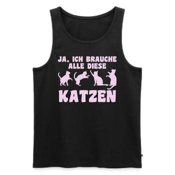 Cat Animal Cats Gift - Men's Premium Organic Tank Top - black - Front - Michal (187cm)