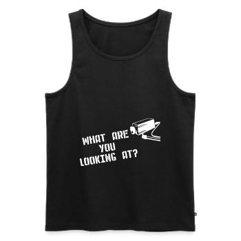 WHAT ARE YOU LOOKING AT CCTV Kamera Street Art - Männer Premium Bio Tank Top - Schwarz - Vorne - AI Model Male 178 light (178cm)