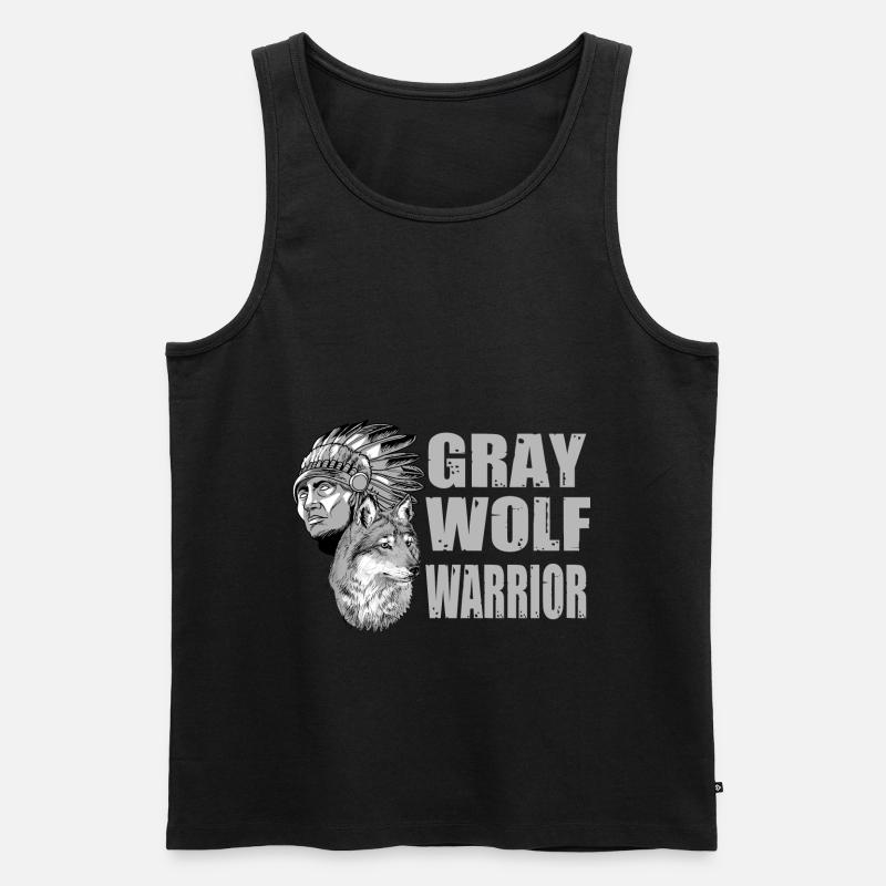 Wolf - Männer Premium Bio Tank Top - Schwarz