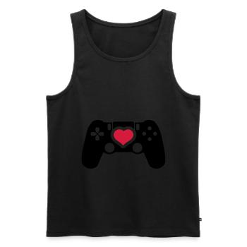 gamer controller herz liebe - Männer Premium Bio Tank Top - Schwarz - Vorne - Michal (187cm)