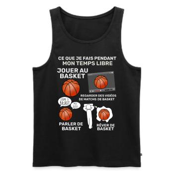 Basket temps libre Idée Cadeau Homme Et Enfant - Débardeur bio Premium Homme - noir - Devant - Michal (187cm)