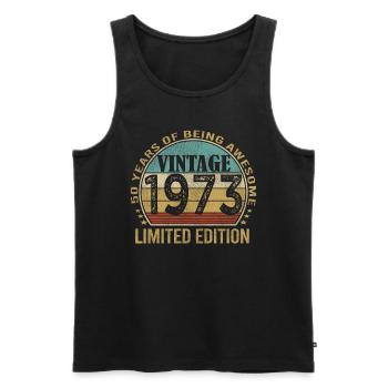 Vintage 1973, 50th Birthday - Men's Premium Organic Tank Top - black - Front - Michal (187cm)