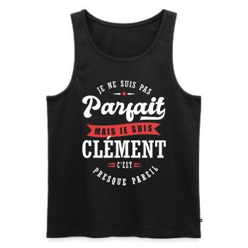 Clément Parfait Cadeau prenom Clement - Débardeur bio Premium Homme - noir - Devant - Michal (187cm)