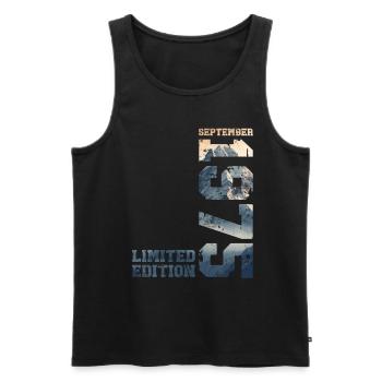 September 1975, 50. Geburtstag Original 1975 - Männer Premium Bio Tank Top - Schwarz - Vorne - AI Model Male 178 light (178cm)