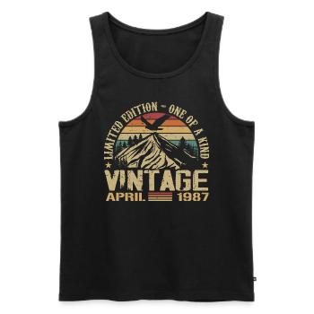 April 1987 Jubilee April 1987 Gift 1987 - Men's Premium Organic Tank Top - black - Front - Michal (187cm)