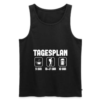Tagesplan - (W) - Männer Premium Bio Tank Top - Schwarz - Vorne - Michal (187cm)