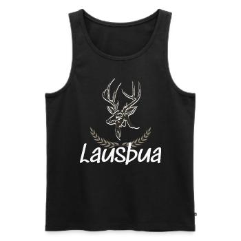 Lausbua Hirsch Lederhosen - Männer Premium Bio Tank Top - Schwarz - Vorne - Michal (187cm)