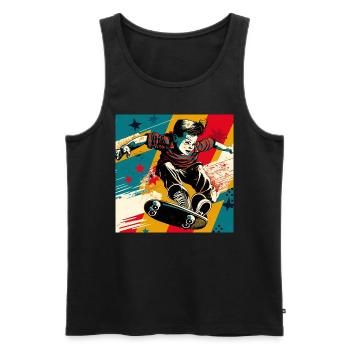Garçon patineur - Débardeur bio Premium Homme - noir - Devant - AI Model Male 178 light (178cm)