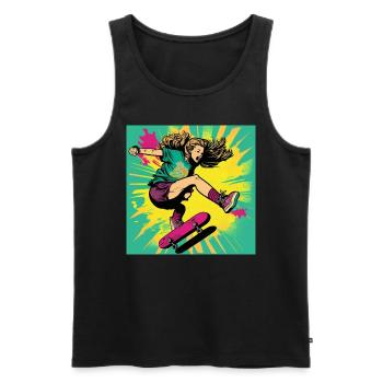 Skater Girl - Débardeur bio Premium Homme - noir - Devant - AI Model Male 178 light (178cm)