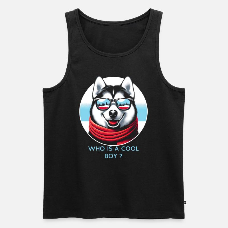 Coole Husky-Vitrine - Männer Premium Bio Tank Top - Schwarz
