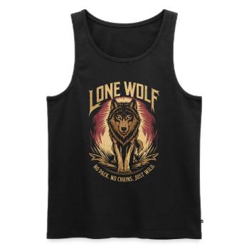 Lone Wolf - kein Rudel, keine Ketten, nur Wild - Männer Premium Bio Tank Top - Schwarz - Vorne - AI Model Male 178 light (178cm)