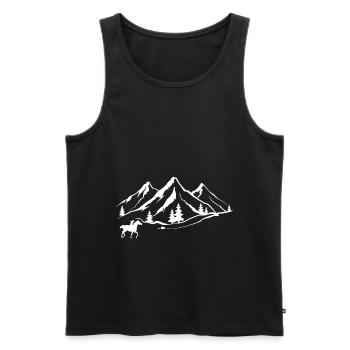 Berg 1 und Pferd - (HO) - Männer Premium Bio Tank Top - Schwarz - Vorne - Michal (187cm)