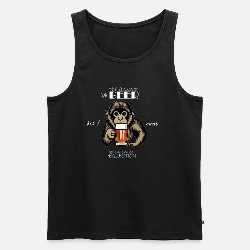 Monkey drinking beer - Männer Premium Bio Tank Top - Schwarz