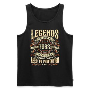 Vintage né en 1983 Legends Vintage Anniversaire - Débardeur bio Premium Homme - noir - Devant - Michal (187cm)