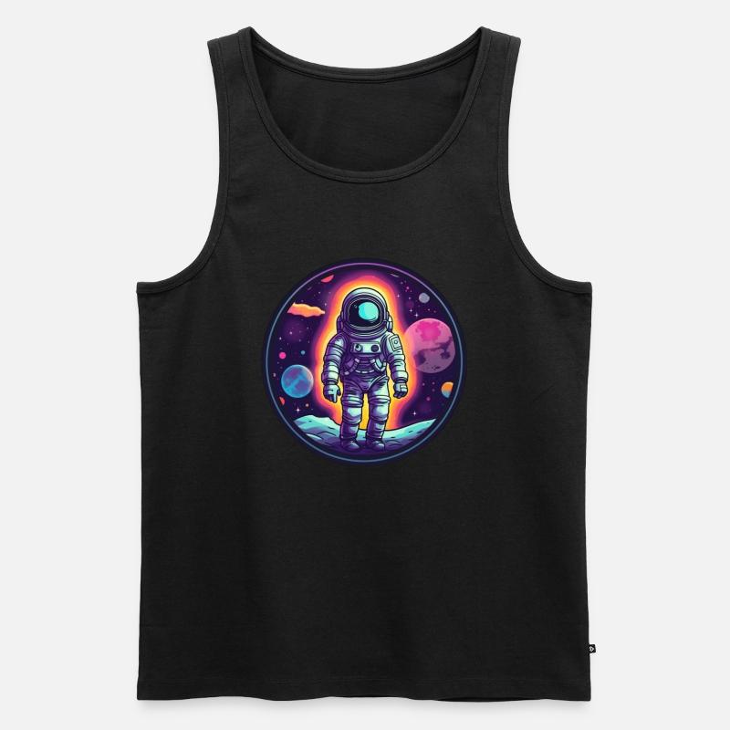 Retro Space Doodle: Astronaut Adventure - Männer Premium Bio Tank Top - undefined