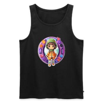 mauel A sticker of a cute cartoonish dimension tr - Männer Premium Bio Tank Top - Schwarz - Vorne - AI Model Male 178 light (178cm)