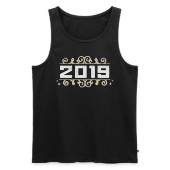 Jahrgang 2019 Retro Geburtstag 2019 Vintage 2019 - Männer Premium Bio Tank Top - Schwarz - Vorne - AI Model Male 178 light (178cm)