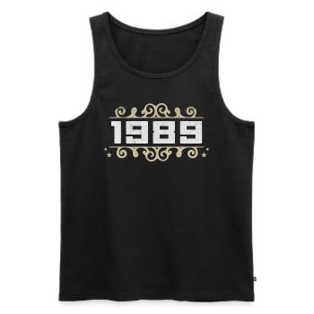 Jahrgang 1989 Retro Geburtstag 1989 Vintage 1989 - Männer Premium Bio Tank Top - Schwarz - Vorne - Michal (187cm)