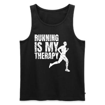 Running Is My Therapy Laufen - Men's Premium Organic Tank Top - black - Front - Michal (187cm)