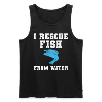 Je sauve des poissons de l’eau Fischer - Débardeur bio Premium Homme - noir - Devant - Michal (187cm)