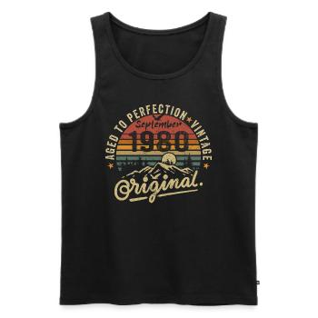 september 1980 Jahrestag september 1980 september - Männer Premium Bio Tank Top - Schwarz - Vorne - Michal (187cm)