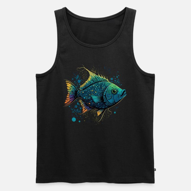 Fisch mit offenem Maul - Männer Premium Bio Tank Top - Schwarz