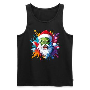 12 Zombie Screaming Santa Claus Paint Drops - Men's Premium Organic Tank Top - black - Front - AI Model Male 178 light (178cm)