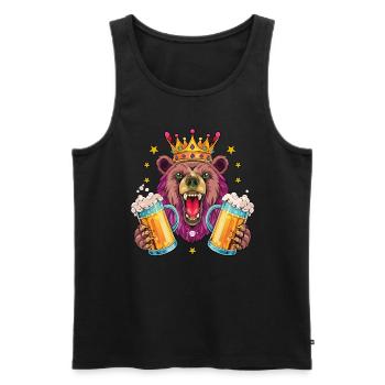 11 Bear King Couronne Deux Chopes de bière de masse Cheers - Débardeur bio Premium Homme - noir - Devant - Michal (187cm)