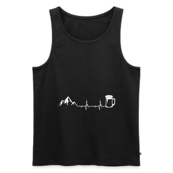 Heartbeat Mountains and Beer - (B.k.w) - Men's Premium Organic Tank Top - black - Front - Michal (187cm)