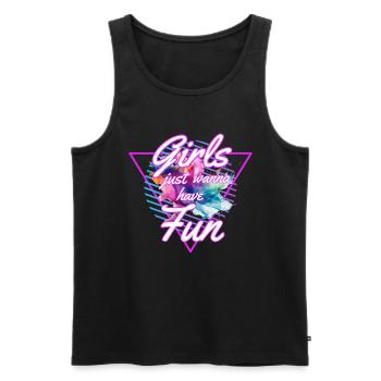 Girls Just Wanna Have Fun 80s - Débardeur bio Premium Homme - noir - Devant - AI Model Male 178 light (178cm)