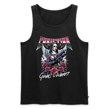 Passionate Believer Guns Christian - Men's Premium Organic Tank Top - black - Front - AI Model Male 178 light (178cm)