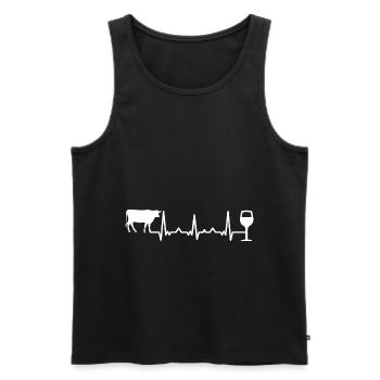 Herzschlagwein und Kuh - - Männer Premium Bio Tank Top - Schwarz - Vorne - Michal (187cm)