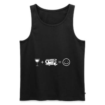 Wein Smile Face und Camping - (c) - Männer Premium Bio Tank Top - Schwarz - Vorne - Michal (187cm)