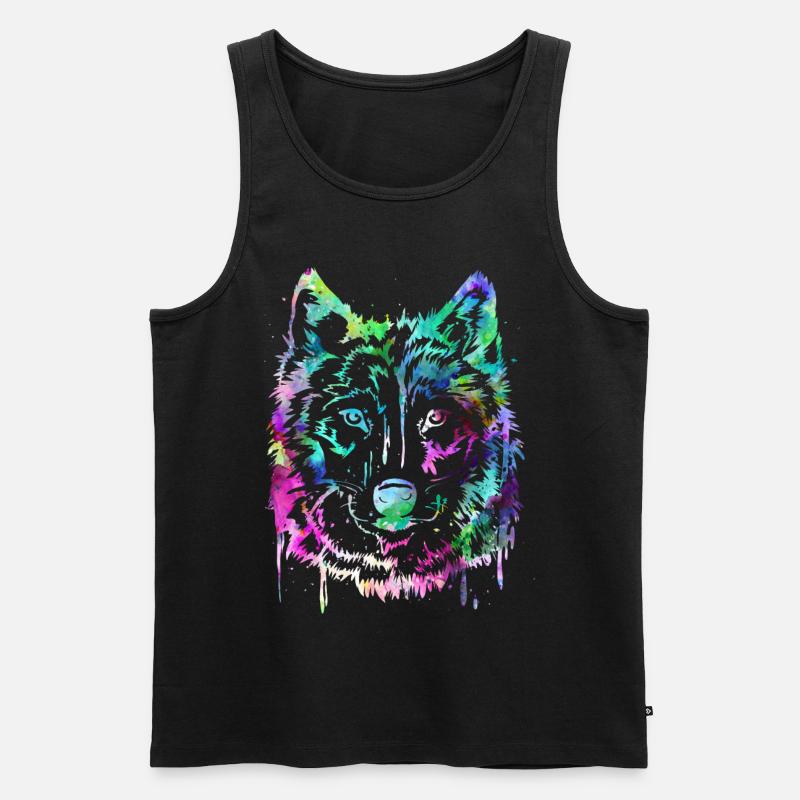 Wolf - Men's Premium Organic Tank Top - black