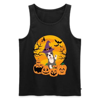 Mignon Boston Terrier Halloween Costume Chien - Débardeur bio Premium Homme - noir - Devant - Michal (187cm)