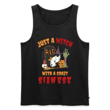 Süße und gruselige Halloween Siamkatze - Männer Premium Bio Tank Top - Schwarz - Vorne - Michal (187cm)