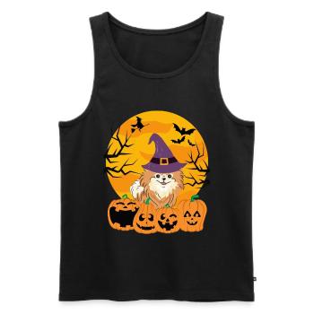 Mignon Nain Spitz Halloween Costume Chien - Débardeur bio Premium Homme - noir - Devant - AI Model Male 178 light (178cm)