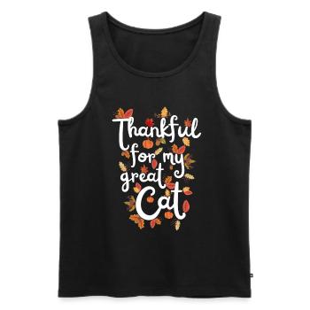 Thankful for my great Cat Cat Autumn Leaves - Men's Premium Organic Tank Top - black - Front - Michal (187cm)